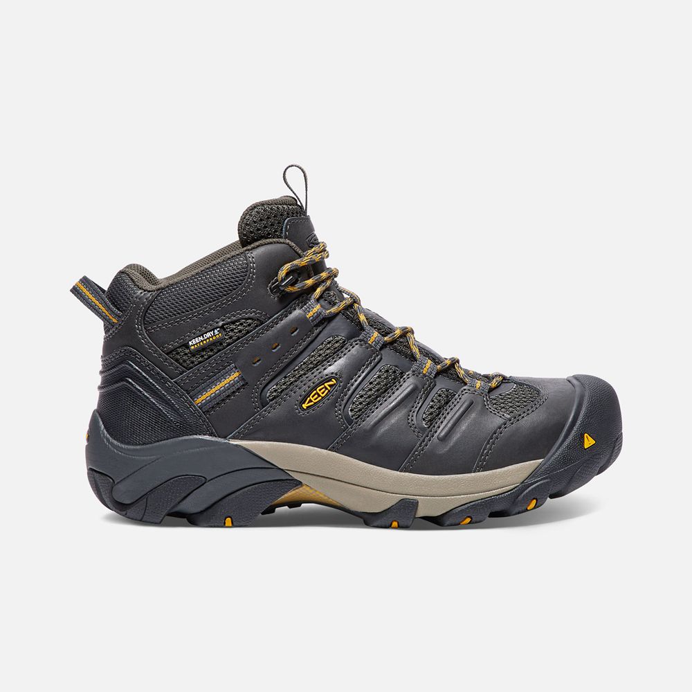 Keen Laarzen Heren Zwart Bruin - Lansing Mid Waterproof (Steel Toe) - 70826-GEMH